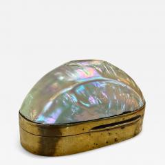 Large Decorative Mother of Pearl and Brass Lidded Box 1970s - 4708106