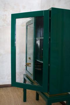 Large Display Cabinet in Green Lacquered wood with Brass Details - 4336943
