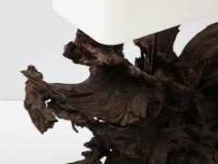 Large Driftwood Lamp on Custom Travertine Base  - 2979415
