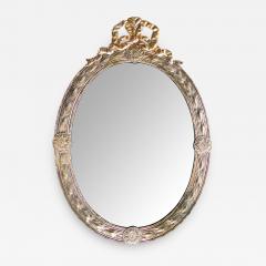Large Dutch Neoclassical Style Silver and Gold Gilt Repouss Oval Mirror - 3231970