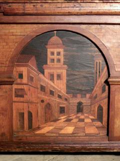 Large Early Baroque Alpine Architecturally Inlaid Coffer Chest - 4374006