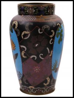 Large Early Meiji Japanese Cloisonne Enamel Pictorial and Geometric Vase - 3903716