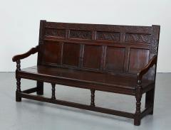 Large Early Panel Back Oak Settle - 2773865