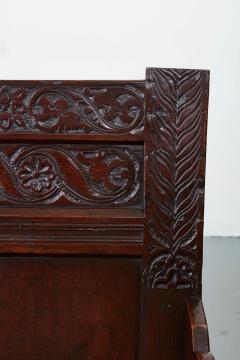 Large Early Panel Back Oak Settle - 2773868