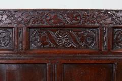 Large Early Panel Back Oak Settle - 2773869