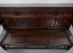 Large Early Panel Back Oak Settle - 2773871