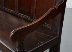 Large Early Panel Back Oak Settle - 2773873