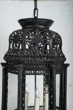 Large Ebonized Pierced Tole Lantern - 2848828