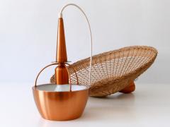 Large Elegant Mid Century Modern Rattan Copper Pendant Lamp Denmark 1970s - 2609618