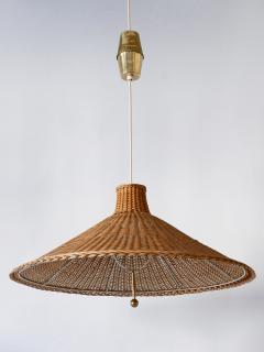 Large Elegant Mid Century Modern Wicker Pulley Pendant Lamp Scandinavia - 3450314