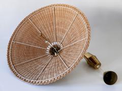 Large Elegant Mid Century Modern Wicker Pulley Pendant Lamp Scandinavia - 3450317
