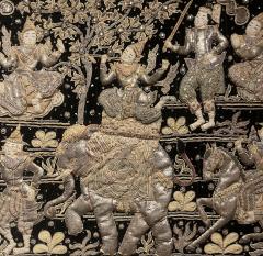 Large Embroidery Kingdom Of Siam 19th Century 3m35 1m85 - 4105328