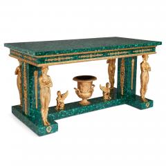 Large Empire style ormolu and malachite centre table - 3568794