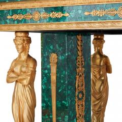 Large Empire style ormolu and malachite centre table - 3568877