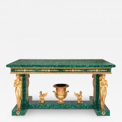 Large Empire style ormolu and malachite centre table - 3572064