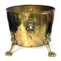 Large English 19th C oval form planter with lion ring handles and paw feet - 2127473