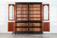 Large English 19thC Glazed Ebonised Mahogany Bookcase - 4051300