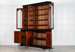 Large English 19thC Glazed Ebonised Mahogany Bookcase - 4051304