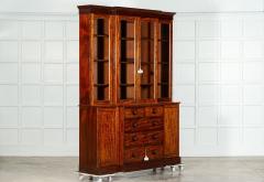 Large English 19thC Mahogany Glazed Breakfront Bookcase - 3528674
