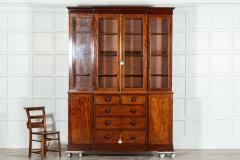 Large English 19thC Mahogany Glazed Breakfront Bookcase - 3528675