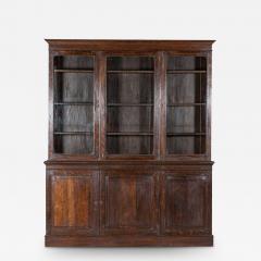 Large English 19thC Oak Glazed Bookcase - 2729709