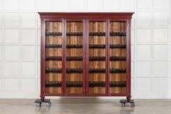 Large English 19thC Painted Glazed Pine Bookcase - 4435558