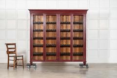 Large English 19thC Painted Glazed Pine Bookcase - 4435560