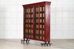 Large English 19thC Painted Glazed Pine Bookcase - 4435561