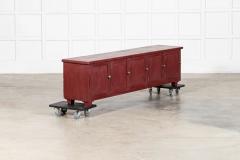 Large English 19thC Painted Pine Locker Cabinet Bench - 4427156