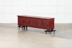 Large English 19thC Painted Pine Locker Cabinet Bench - 4427158