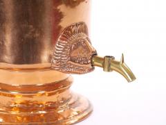 Large English Antique Copper Urn Hinged Lid Lions Head Side Handles - 3811313