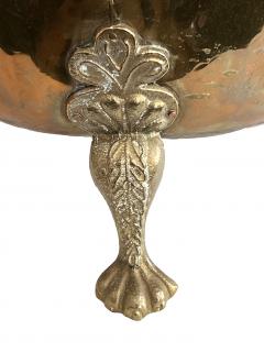 Large English Brass Tripod Coal Bucket with Lion Ring Handles and Paw Feet - 2820357