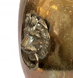 Large English Brass Tripod Coal Bucket with Lion Ring Handles and Paw Feet - 2820360