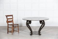 Large English Circular Marble Top Wrought Iron Table - 2781514