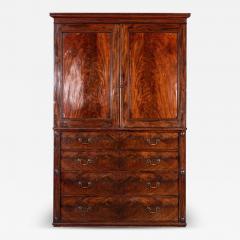 Large English Early 19thC Mahogany Linen Press - 3933933