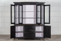 Large English Ebonised Glazed Pine Breakfront Bookcase - 2929937