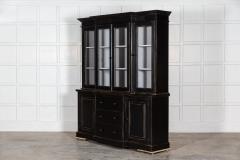 Large English Ebonised Glazed Pine Breakfront Bookcase - 2929940