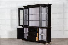 Large English Ebonised Glazed Pine Breakfront Bookcase - 2929941