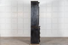 Large English Ebonised Glazed Pine Breakfront Bookcase - 2929943