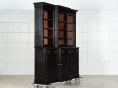 Large English Ebonised Mahogany Glazed Breakfront Bookcase - 3507058