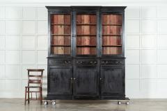 Large English Ebonised Mahogany Glazed Breakfront Bookcase - 3507059