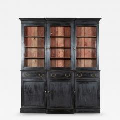 Large English Ebonised Mahogany Glazed Breakfront Bookcase - 3508140