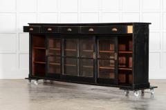 Large English Ebonised Pine Glazed Counter Base - 4131466