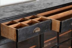 Large English Ebonised Pine Glazed Counter Base - 4131470
