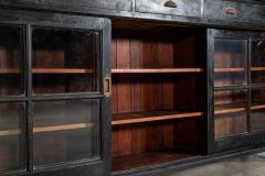 Large English Ebonised Pine Glazed Counter Base - 4131471