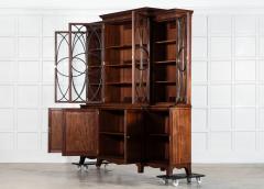 Large English Flame Mahogany Breakfront Bookcase - 4051239