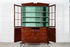 Large English George III Mahogany Glazed Linen Press Cabinet - 3978005