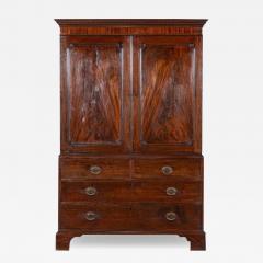 Large English George III Mahogany Linen Press - 3933932