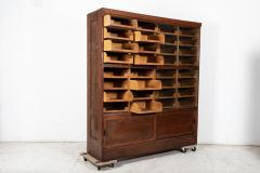 Large English Glazed Oak Haberdashery Cabinet - 2544717