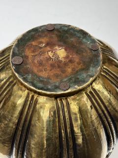 Large English Hand Hammered Brass Repouss Round Planter Jardini re - 4680897
